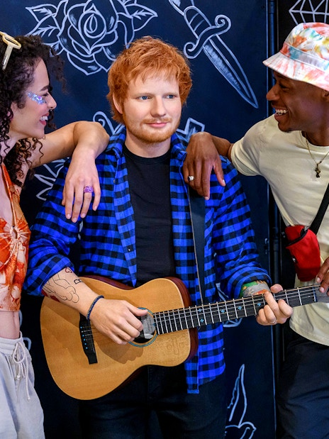 Ed Sheeran wax figure at Madame Tussauds London.