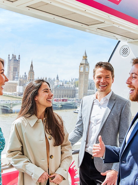 Friends inside the London Eye Cube