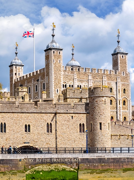 Tower of London with Tower Bridge in the background, London.