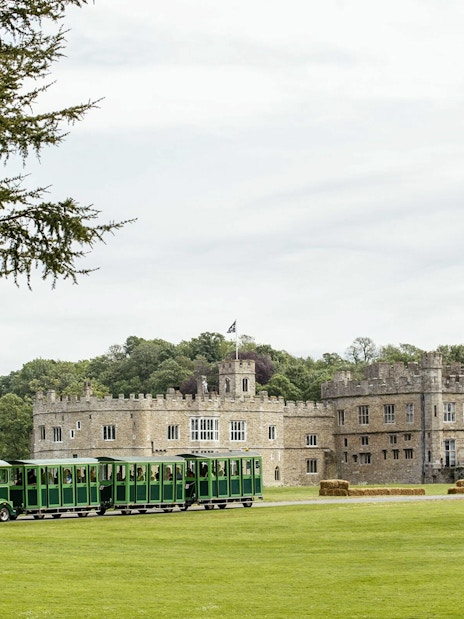 Travelling across Leeds castle in a train