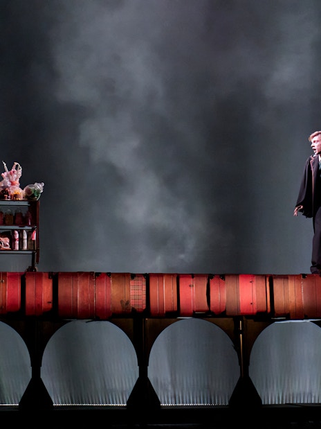 Harry Potter and the Cursed Child theater stage in London with magical set design.