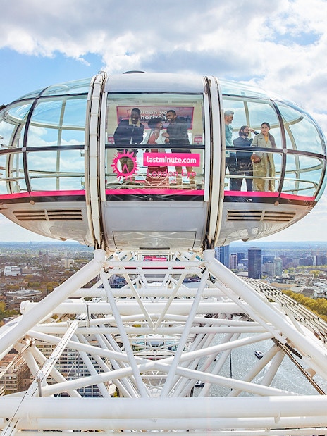 London Eye view from river cruise, showcasing London's skyline, part of Combo deal.