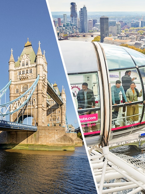 Tower Bridge and London Eye view, combo ticket offer for iconic London attractions.