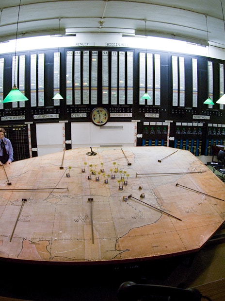 Inside Churchill War rooms during Tourists exploring the area during Westminster 3 Hour Walking Tour