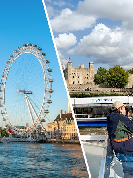 London Eye and Thames River Cruise with cityscape view