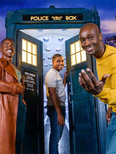 Doctor Who wax figure at Madame Tussauds London exhibit.