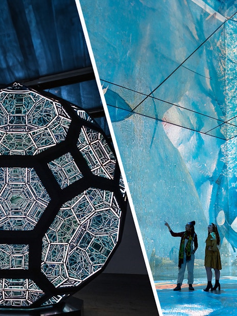 Moco Museum London immersive art installation with vibrant colors and abstract shapes.