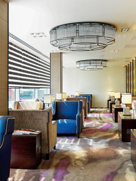 Interior of Plaza Premium Lounge, Heatherow airport