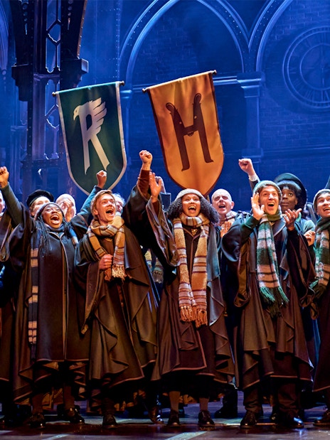Harry Potter and the Cursed Child stage performance in London theater.