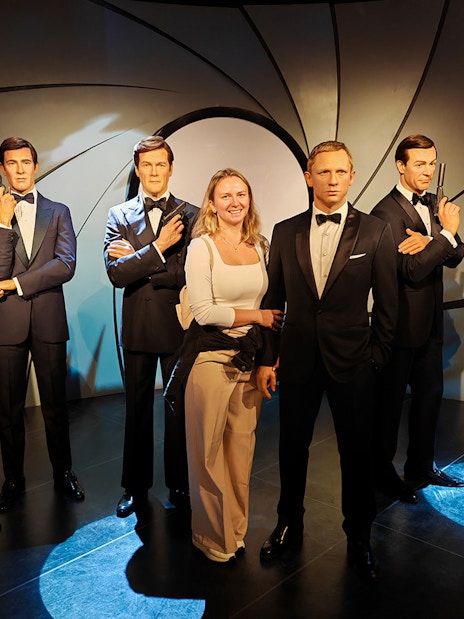 Wax figures of the British royal family at Madame Tussauds, London.